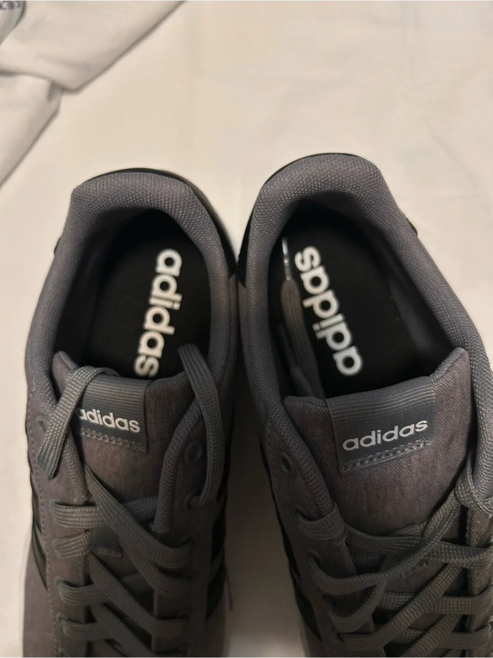 adidas Men's Gray Canvas Sneakers with Black Stripes